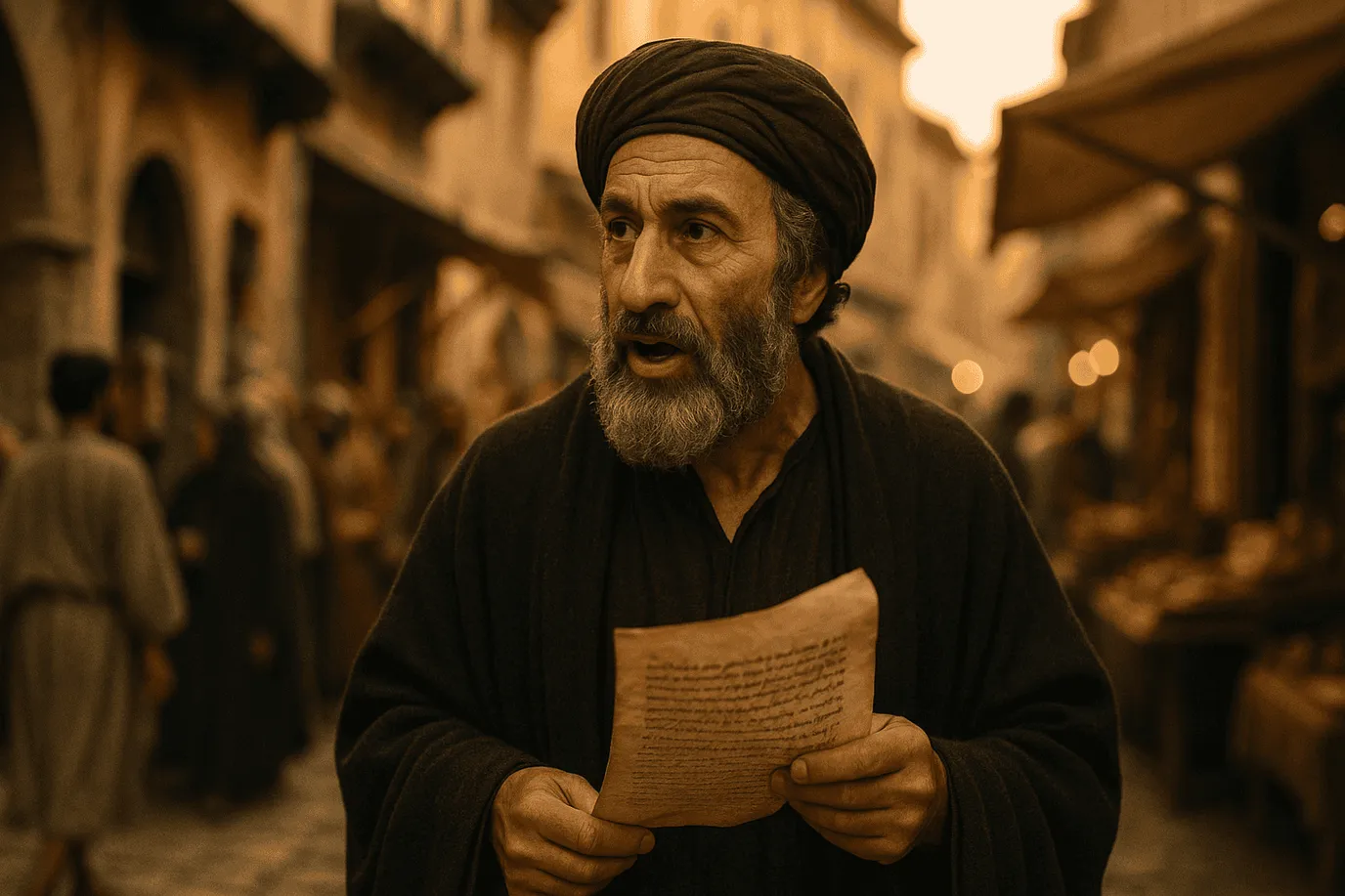 Portrait imaginaire d'Abraham ibn Ezra, philosophe et exégète juif médiéval - cette image fictive ne représente pas le personnage réel