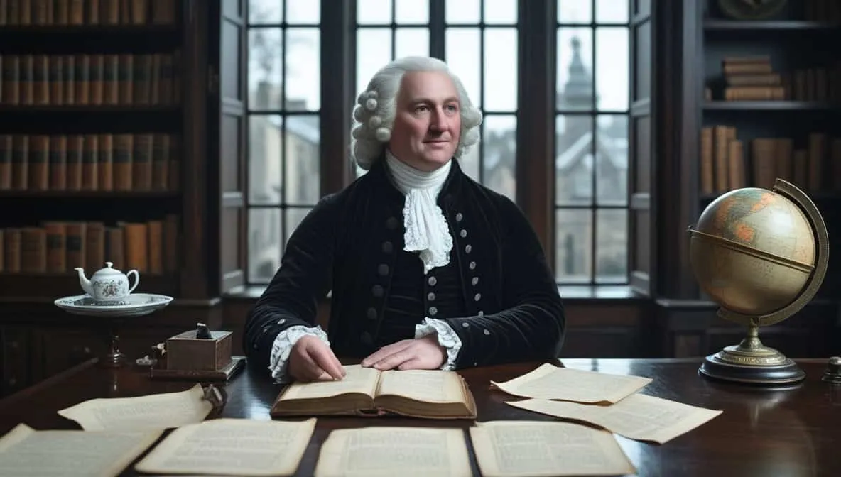 Image fictive d’Adam Smith, précisant qu’elle ne le représente pas réellement