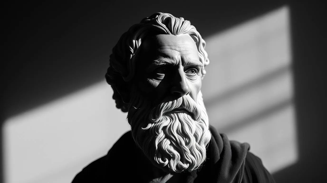 Portrait imaginaire du philosophe présocratique Anaxagore de Clazomènes, penseur de l'Intelligence cosmique et de la théorie des homéoméries. Cette image est fictive et ne représente pas le personnage historique réel.
