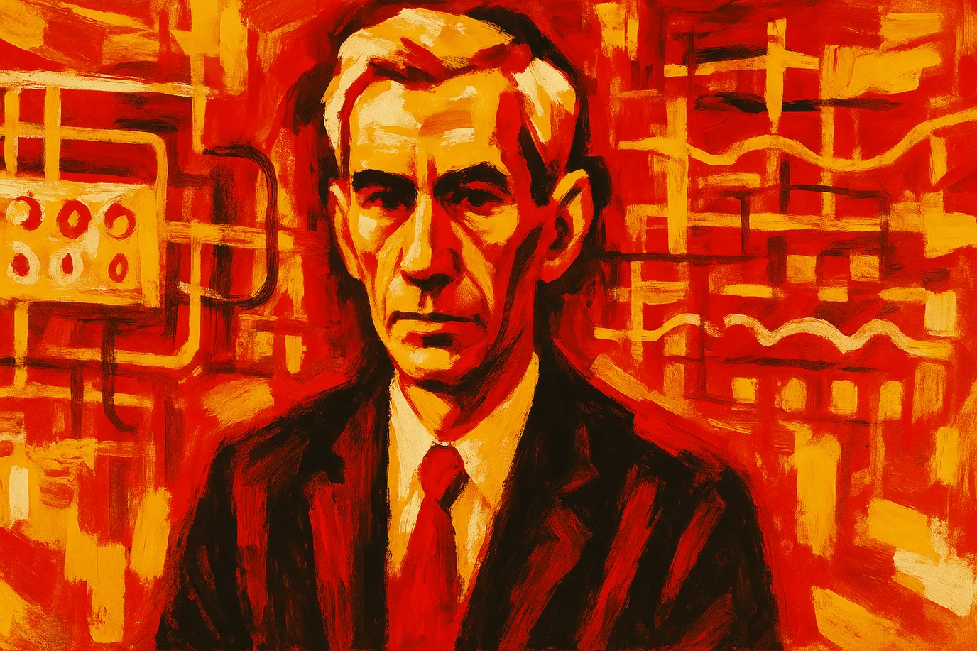 Image fictive de Claude Shannon, mathématicien et ingénieur américain, ne le représentant pas réellement