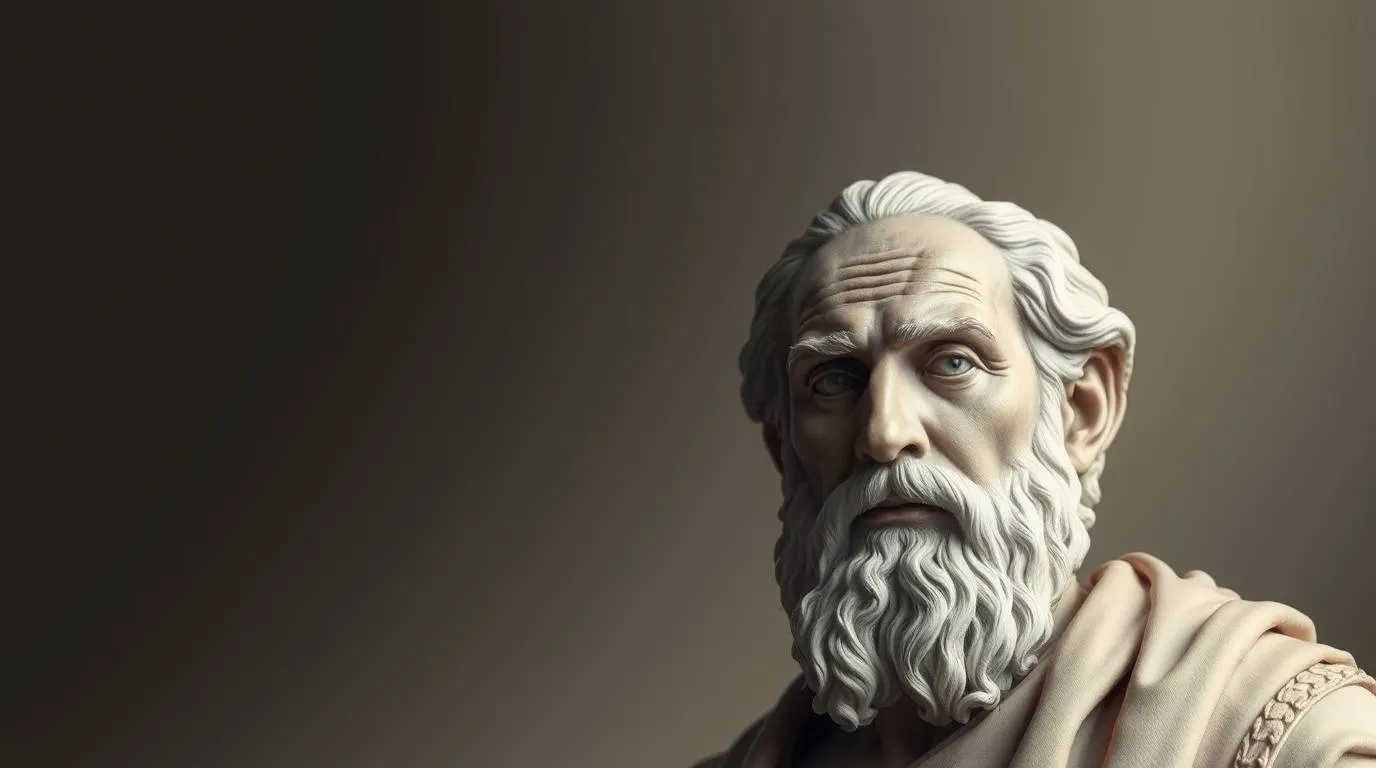 Portrait imaginaire du philosophe stoïcien Épictète, cette image fictive ne représente pas le personnage historique réel mais évoque l'enseignement de la sagesse antique.