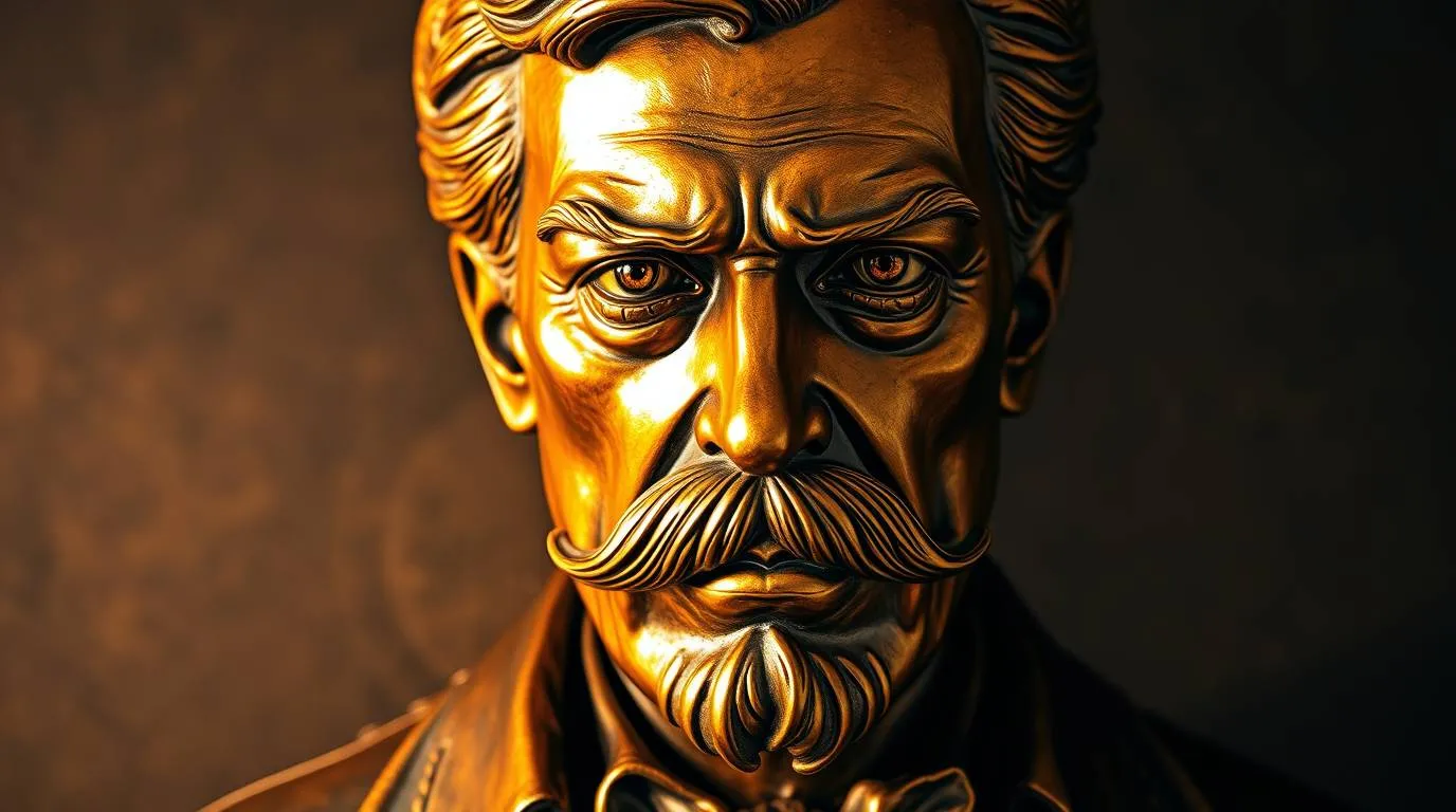 Portrait imaginaire du philosophe allemand Friedrich Nietzsche, penseur de la volonté de puissance et critique de la morale traditionnelle. Cette image est fictive et ne représente pas le personnage historique réel.