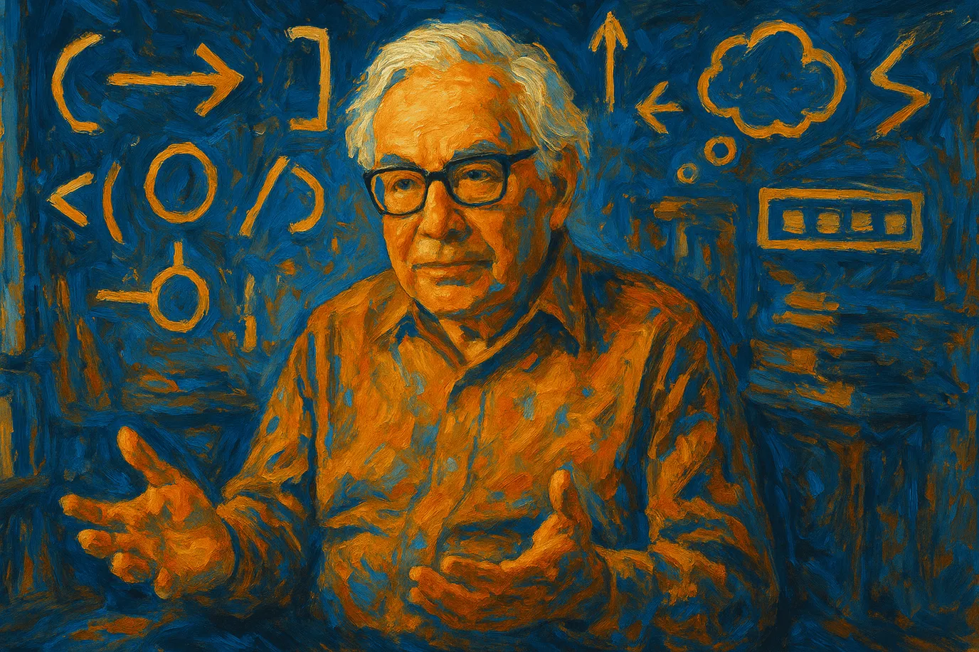 Représentation fictive imaginaire de Jerry Fodor, ne correspondant pas au philosophe réel