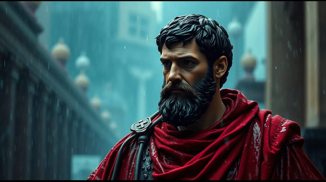 Portrait imaginaire de l'empereur romain Marc Aurèle, philosophe stoïcien et auteur des Pensées pour moi-même - image fictive ne représentant pas le personnage historique réel.