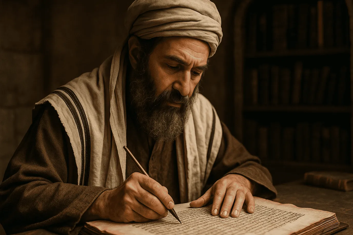 Image fictive de Moïse de Léon, mystique juif médiéval ; cette représentation imaginaire ne constitue pas un portrait authentique du philosophe castillan.