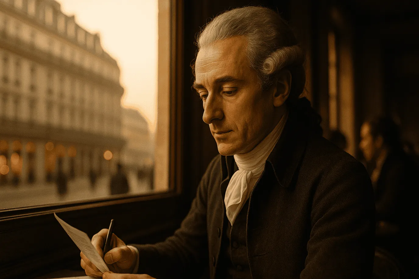 Image fictive et imaginaire de Nicolas de Condorcet, philosophe des Lumières, ne représentant pas le personnage historique réel