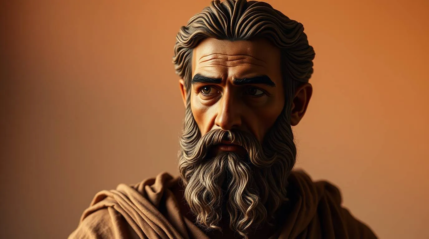 Portrait imaginaire du philosophe sophiste Protagoras d'Abdère, théoricien du relativisme et maître de rhétorique - image fictive ne représentant pas le personnage historique réel.