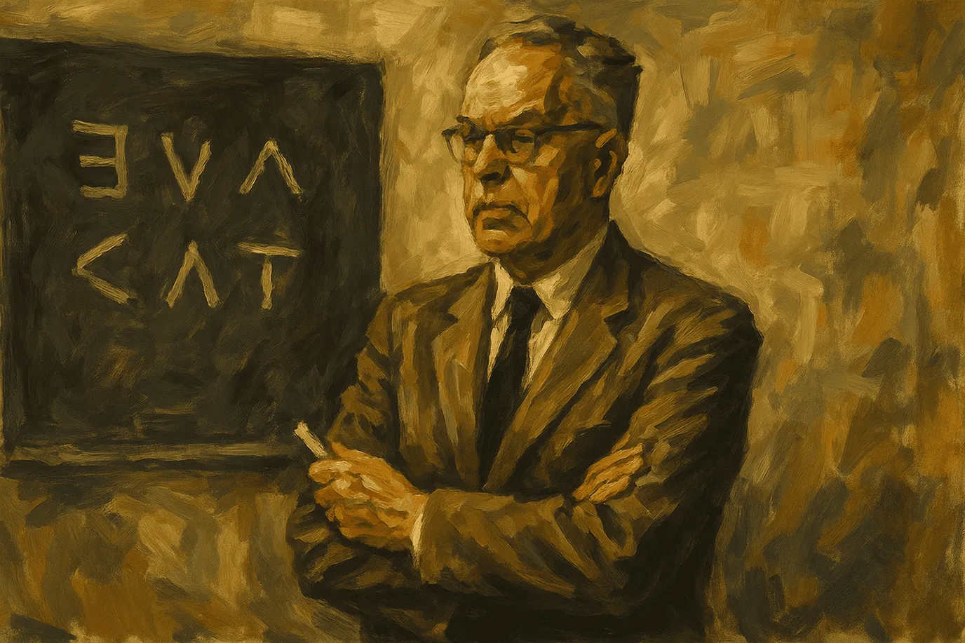 Image fictive représentant Rudolf Carnap, philosophe du 20ᵉ siècle – cette représentation imaginaire ne correspond pas au philosophe réel