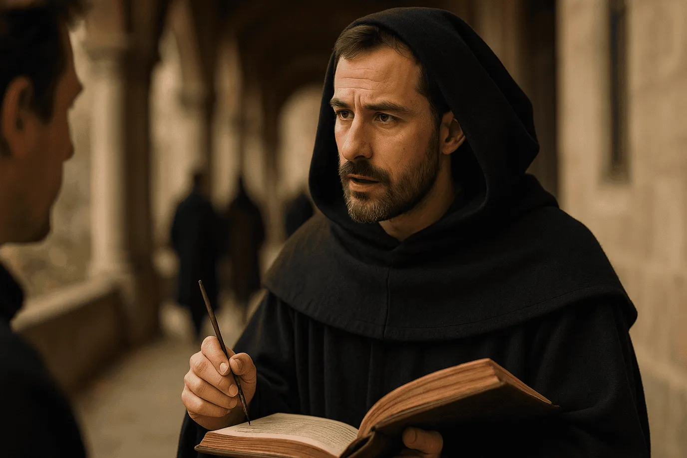 Image fictive représentant Siger de Brabant, philosophe médiéval, ne correspondant pas à un portrait historique réel du personnage