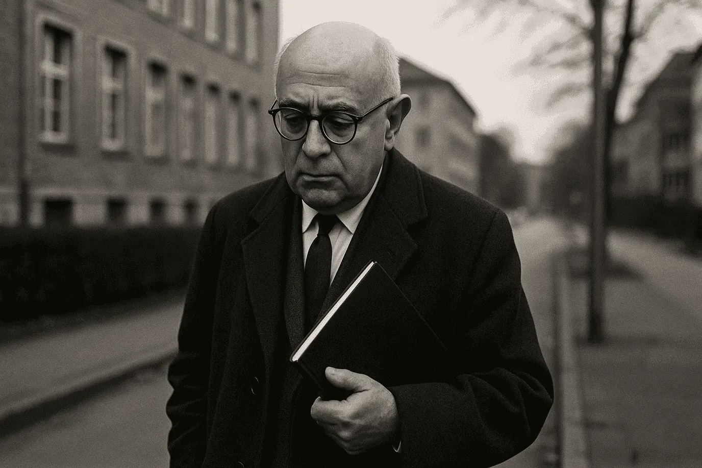 Portrait imaginaire de Theodor W. Adorno, philosophe et sociologue allemand, figure majeure de l'École de Francfort et théoricien de la dialectique négative