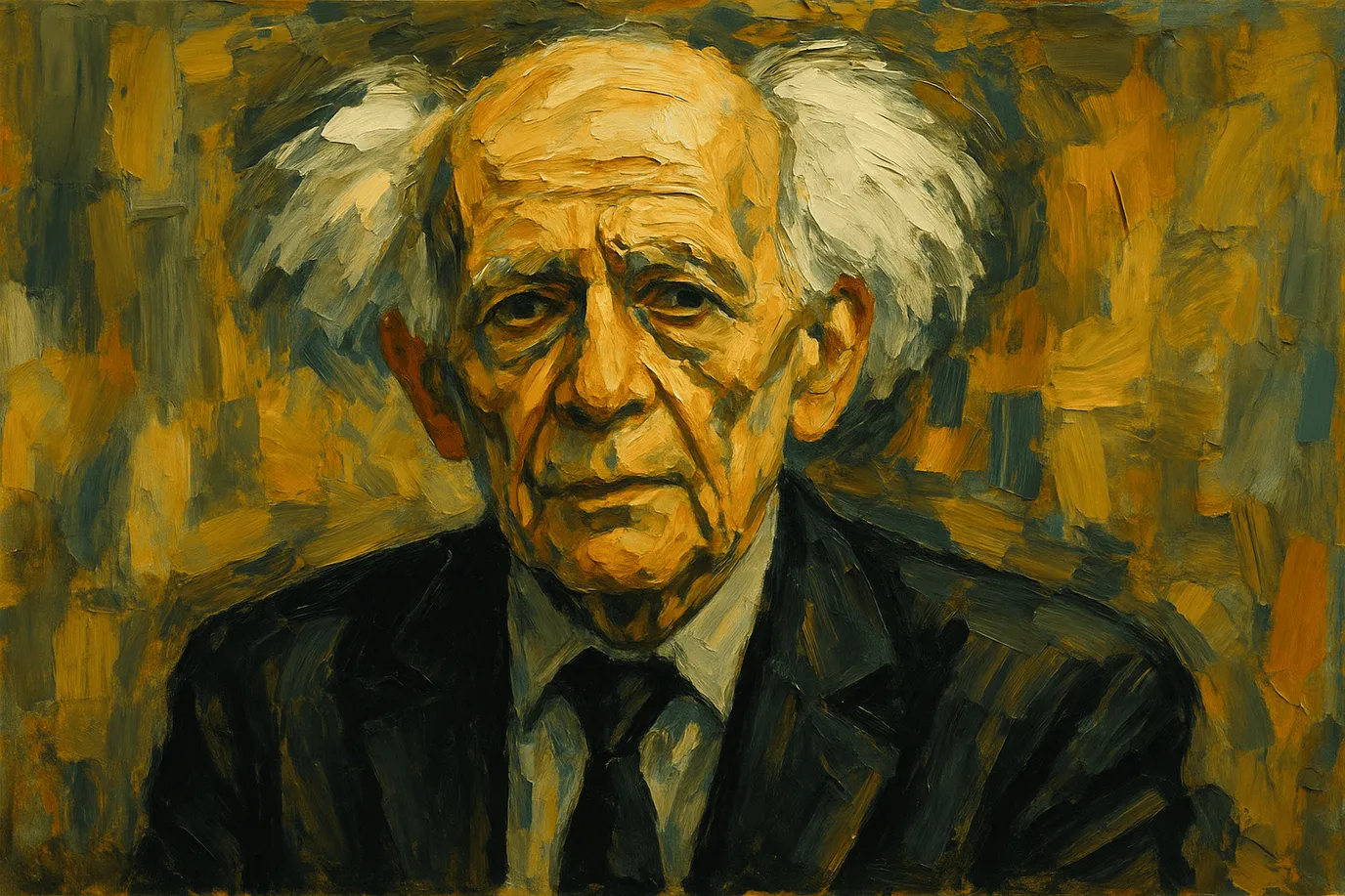 Portrait imaginaire de Zygmunt Bauman, sociologue et philosophe polonais. Cette image fictive ne représente pas réellement le personnage.